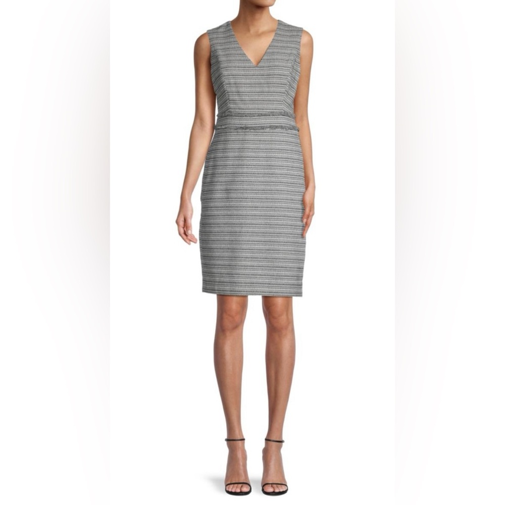 NWT KARL LAGERFELD PARIS
Gray Striped Tweed Sheath Dress 
Sz 16